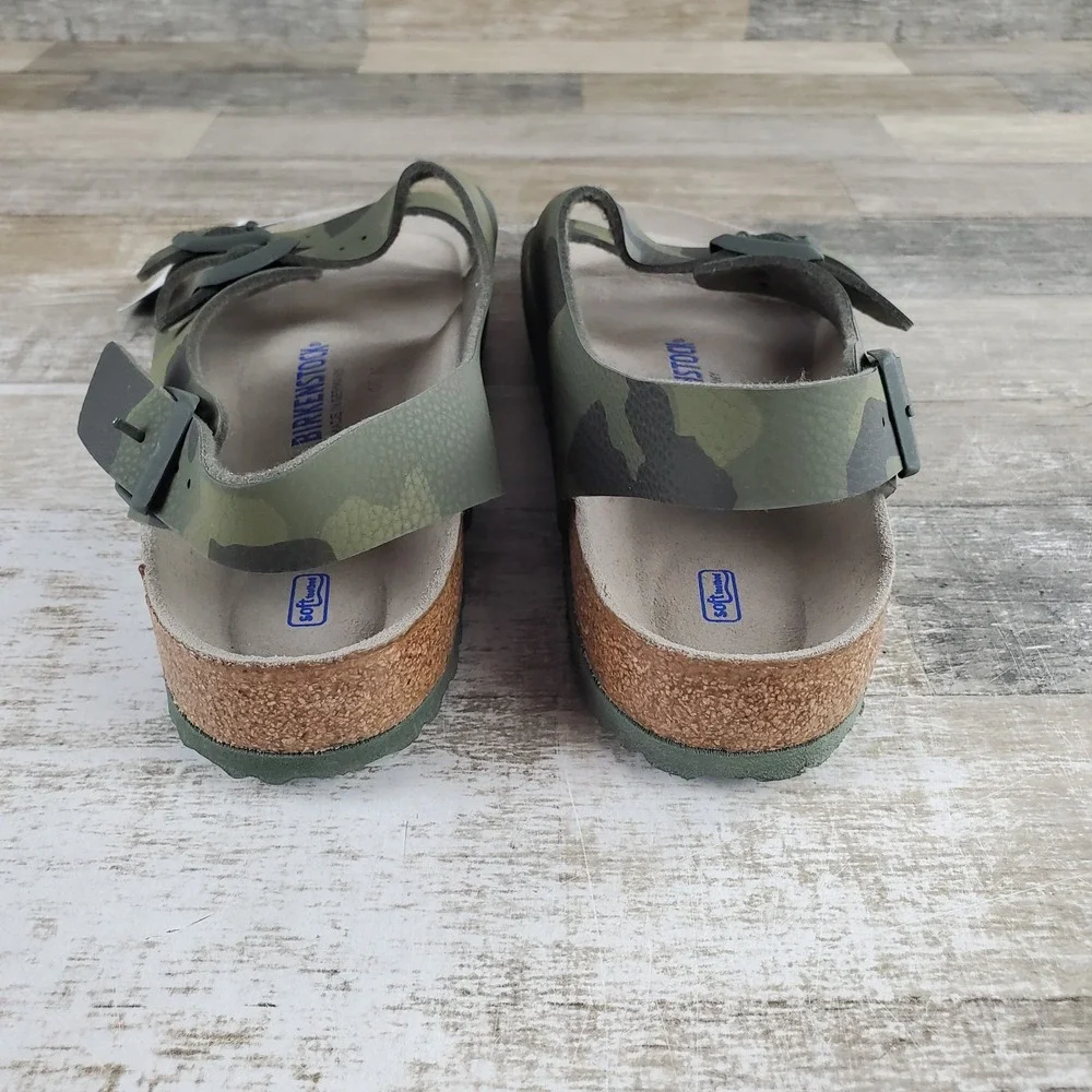 Birkenstock Milano Soft Mens Sandals Sz 13 Camouflage Green Footbed Birko-Flor